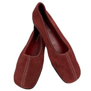 Partners Womens Shoes Red Suede Loafers US 7.5M Comfort Flats Leather Slip Ons
